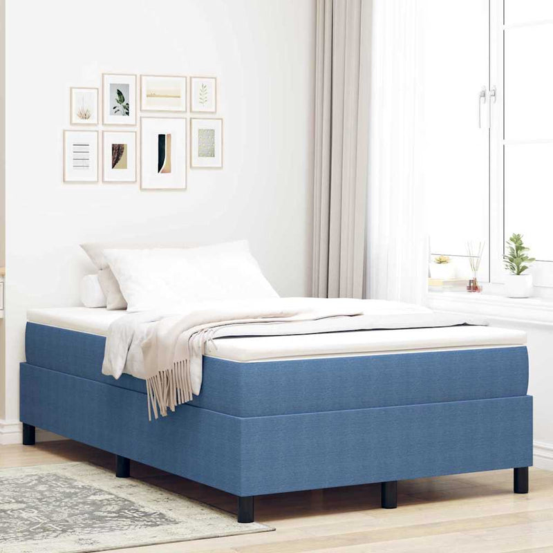 vidaXL Boxrugós ágy Kék és Fehér 203 x 120 x 60 cm Bársony anyag