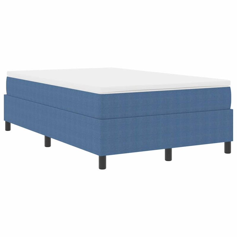 vidaXL Boxrugós ágy Kék és Fehér 203 x 120 x 60 cm Bársony anyag