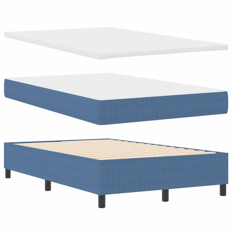 vidaXL Boxrugós ágy Kék és Fehér 203 x 120 x 60 cm Bársony anyag