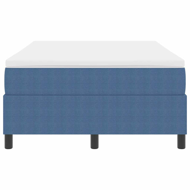 vidaXL Boxrugós ágy Kék és Fehér 203 x 120 x 60 cm Bársony anyag
