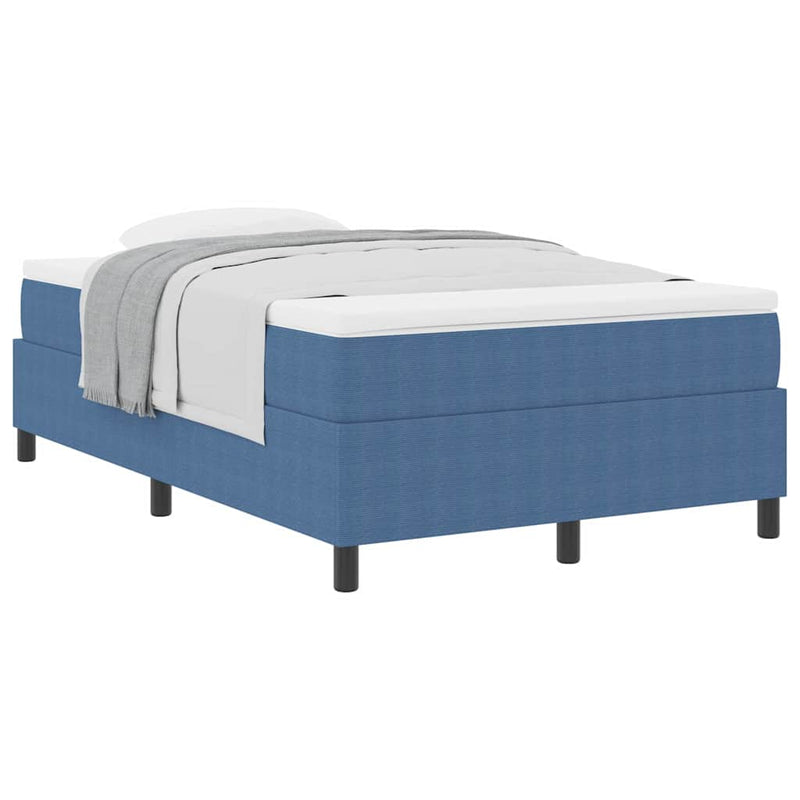 vidaXL Boxrugós ágy Kék és Fehér 203 x 120 x 60 cm Bársony anyag