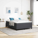 vidaXL Boxrugós ágy Sötétszürke és Fehér 140 x 190 cm Bársonyos szövet