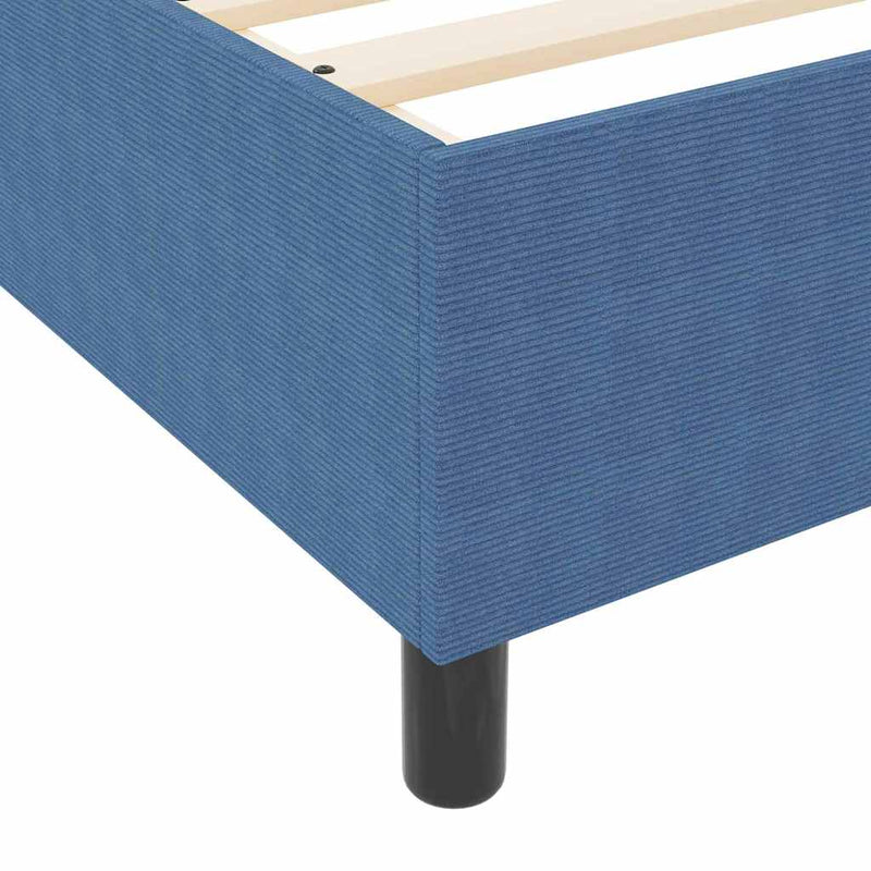 vidaXL Boxrugós ágy Kék és Fehér 203 x 140 x 60 cm Bársony anyag