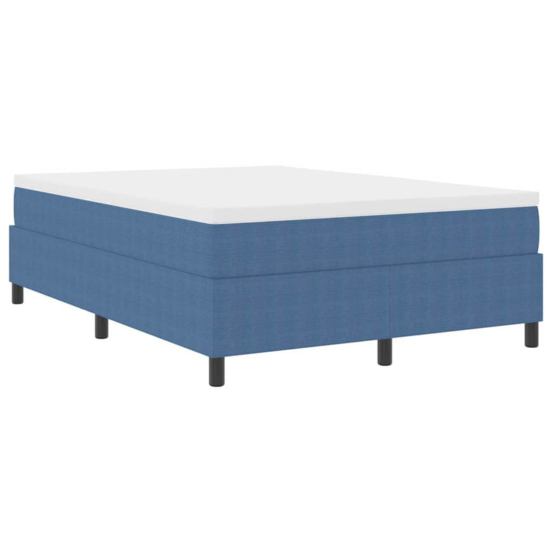 vidaXL Boxrugós ágy Kék és Fehér 203 x 140 x 60 cm Bársony anyag