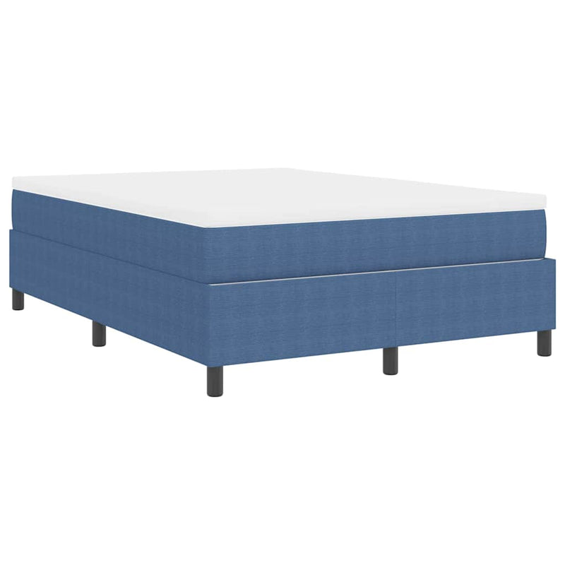 vidaXL Boxrugós ágy Kék és Fehér 203 x 140 x 60 cm Bársony anyag