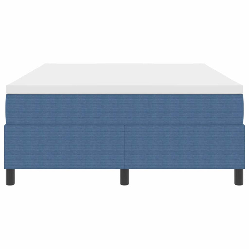 vidaXL Boxrugós ágy Kék és Fehér 203 x 140 x 60 cm Bársony anyag