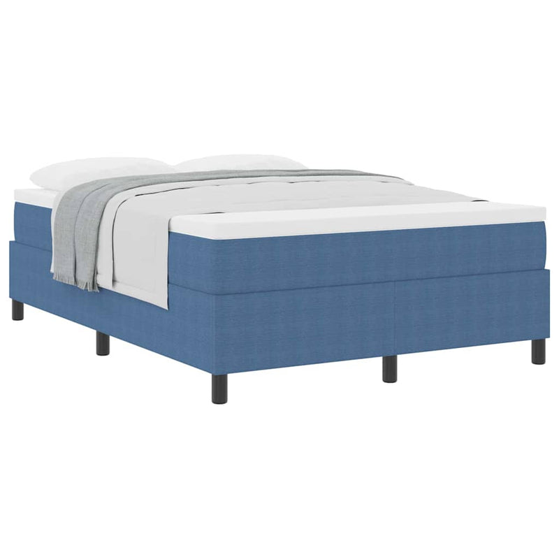 vidaXL Boxrugós ágy Kék és Fehér 203 x 140 x 60 cm Bársony anyag