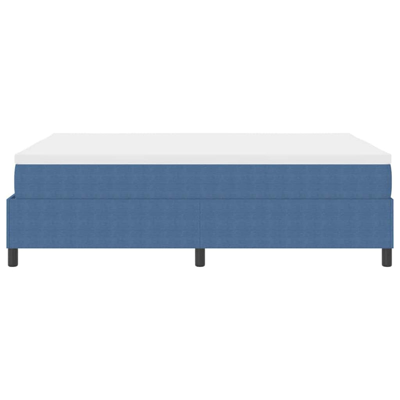 vidaXL Boxrugós ágy Kék és Fehér 203 x 140 x 60 cm Bársony anyag