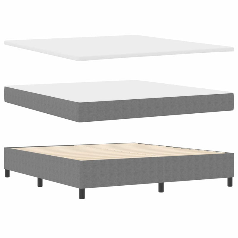 vidaXL Boxrugós ágy Világosszürke és fehér 203 x 180 x 60 cm