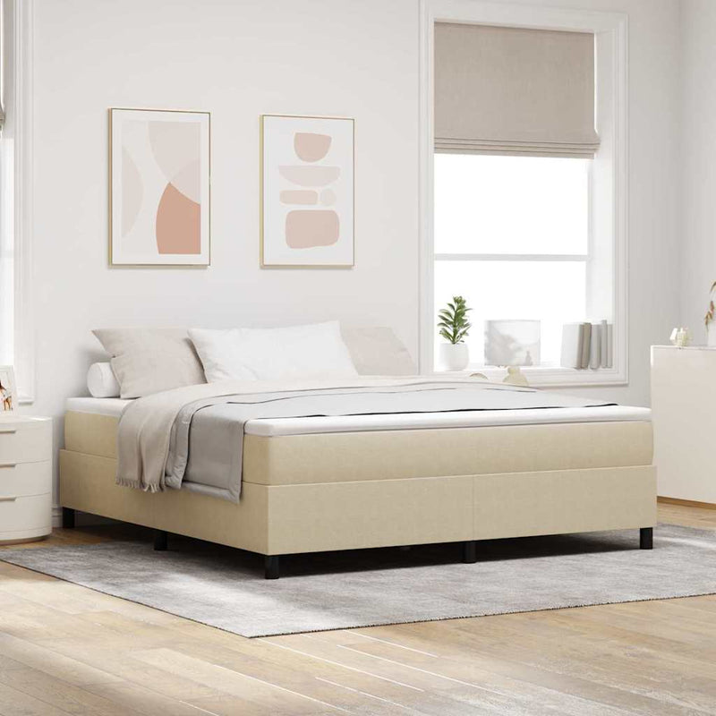 vidaXL Boxrugós ágy Világosszürke és fehér 203 x 180 x 60 cm