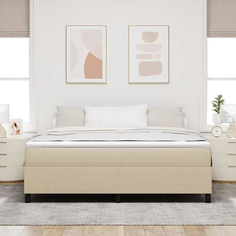 vidaXL Boxrugós ágy Világosszürke és fehér 203 x 180 x 60 cm