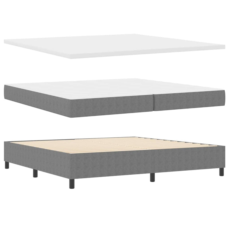 vidaXL Boxrugós ágy Világosszürke és fehér 203 x 200 x 60 cm