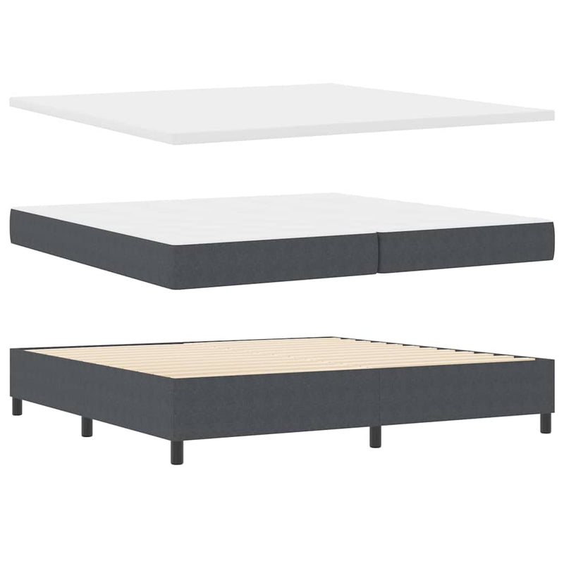 vidaXL Boxrugós ágy Sötétszürke és Fehér 203 x 200 x 60 cm