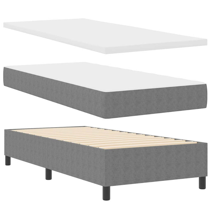 vidaXL Boxrugós ágy Világosszürke és fehér 203 x 80 x 88 cm