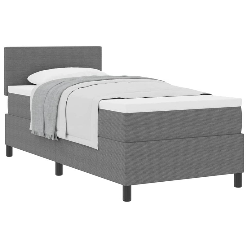 vidaXL Boxrugós ágy Világosszürke és fehér 203 x 80 x 88 cm