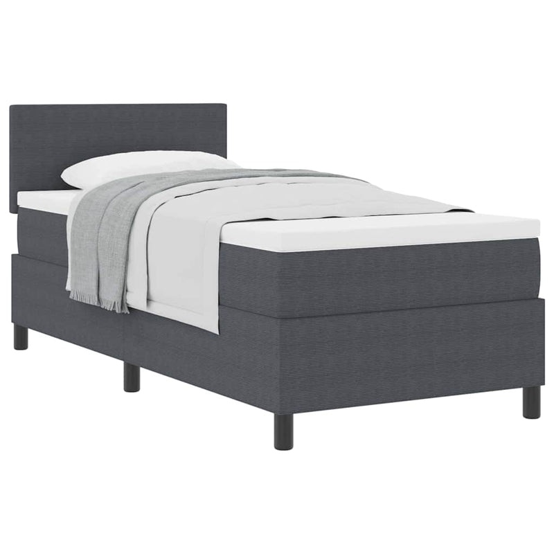 vidaXL Boxrugós ágy Sötétszürke és Fehér 203 x 80 x 88 cm