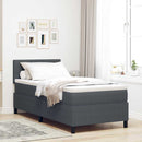 vidaXL Boxrugós ágy Sötétszürke és Fehér 90 x 190 cm Bársonyos szövet