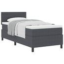 vidaXL Boxrugós ágy Sötétszürke és Fehér 90 x 190 cm Bársonyos szövet
