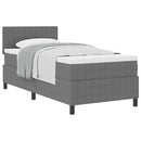 vidaXL Boxrugós ágy fejtámlával Világosszürke és fehér 100 x 200 cm