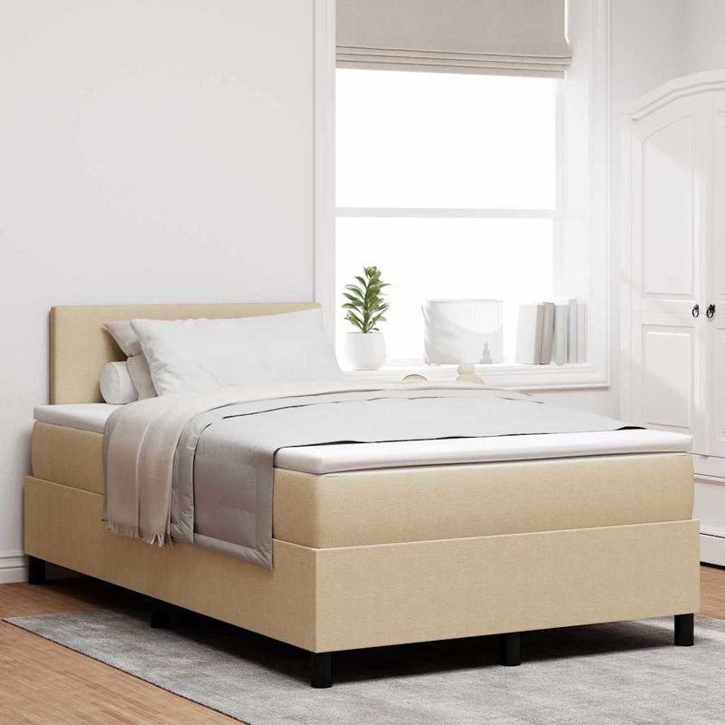 vidaXL Boxrugós ágy Világosszürke és fehér 203 x 120 x 88 cm