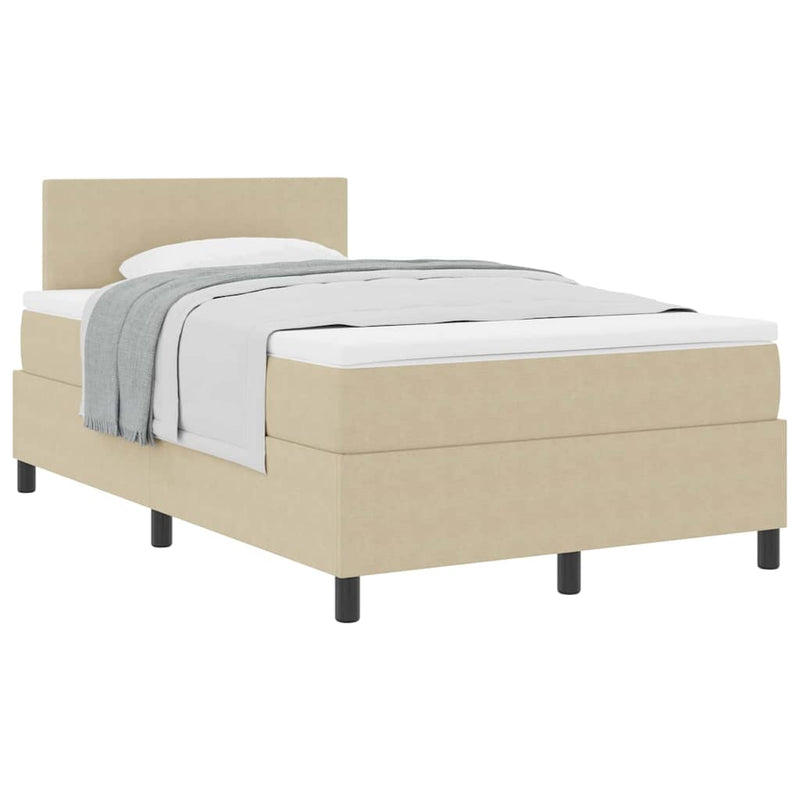 vidaXL Boxrugós ágy Világosszürke és fehér 203 x 120 x 88 cm