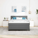 vidaXL Boxrugós ágy fejtámlával Világosszürke és fehér 160 x 200 cm