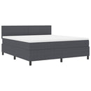 vidaXL Boxrugós ágy Sötétszürke és Fehér 180 x 200 cm Bársonyos szövet