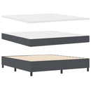 vidaXL Boxrugós ágy Sötétszürke és Fehér 180 x 200 cm Bársonyos szövet