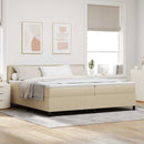 vidaXL Boxrugós ágy fejtámlával Világosszürke és fehér 200 x 200 cm