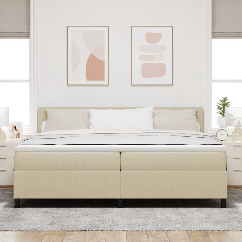 vidaXL Boxrugós ágy Világosszürke és fehér 203 x 200 x 88 cm