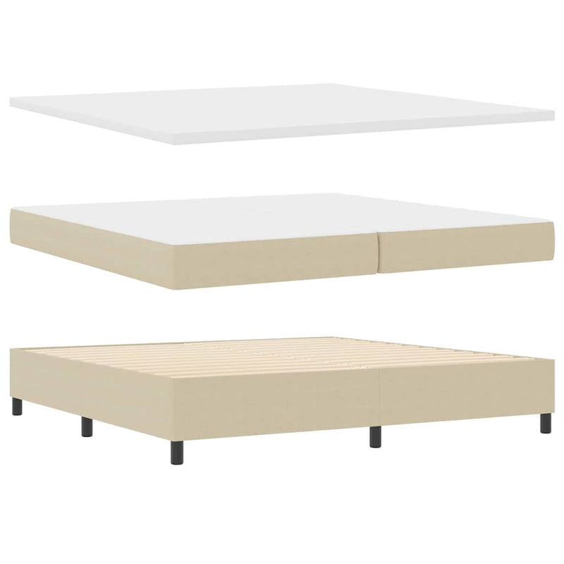 vidaXL Boxrugós ágy Világosszürke és fehér 203 x 200 x 88 cm