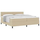 vidaXL Boxrugós ágy fejtámlával Világosszürke és fehér 200 x 200 cm