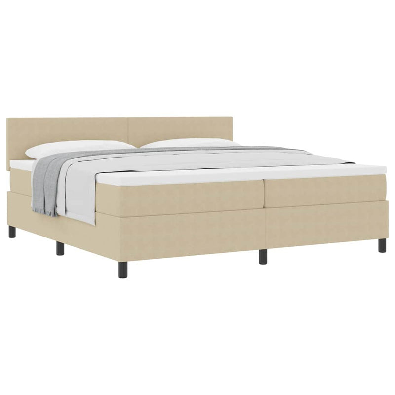 vidaXL Boxrugós ágy Világosszürke és fehér 203 x 200 x 88 cm