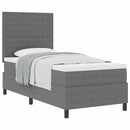 vidaXL Boxrugós ágy fejtámlával Világosszürke és fehér 90 x 190 cm