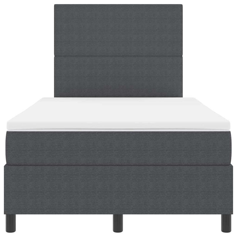 vidaXL Boxrugós ágy Sötétszürke és Fehér 203 x 120 x 128 cm