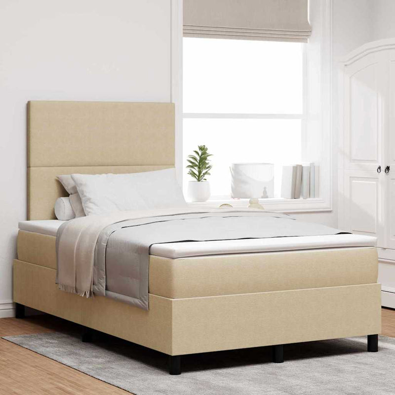 vidaXL Boxrugós ágy Világosszürke és fehér 203 x 120 x 128 cm