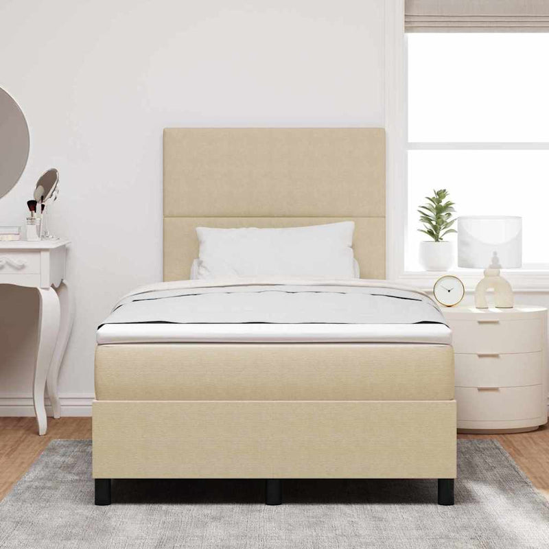 vidaXL Boxrugós ágy Világosszürke és fehér 203 x 120 x 128 cm