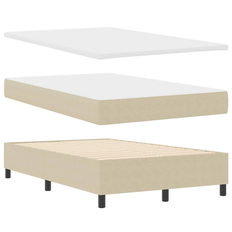 vidaXL Boxrugós ágy Világosszürke és fehér 203 x 120 x 128 cm