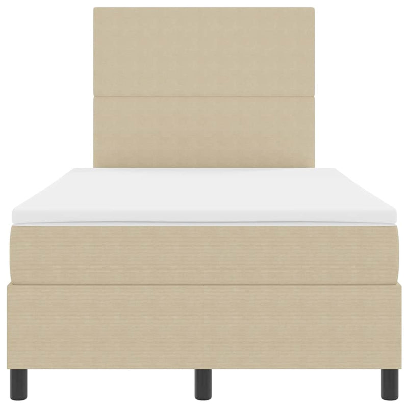 vidaXL Boxrugós ágy Világosszürke és fehér 203 x 120 x 128 cm