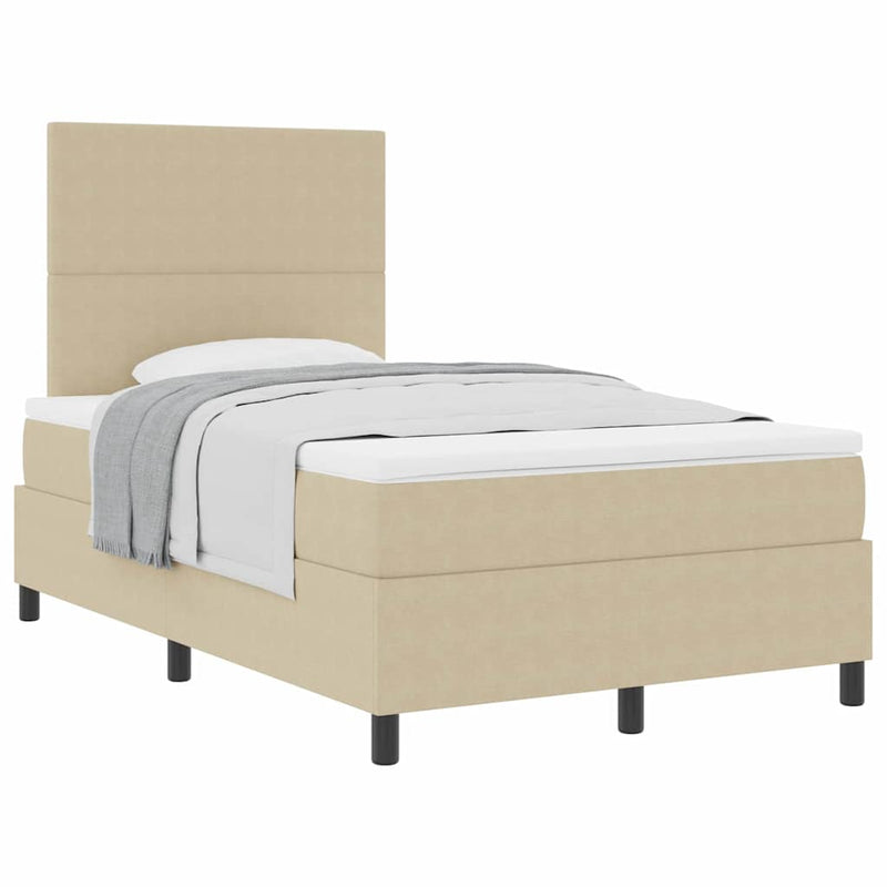 vidaXL Boxrugós ágy Világosszürke és fehér 203 x 120 x 128 cm