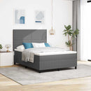 vidaXL Boxrugós ágy fejtámlával Világosszürke és fehér 160 x 200 cm