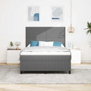 vidaXL Boxrugós ágy fejtámlával Világosszürke és fehér 160 x 200 cm