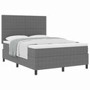 vidaXL Boxrugós ágy fejtámlával Világosszürke és fehér 160 x 200 cm