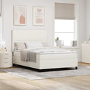 vidaXL Boxrugós ágy Krém és fehér 160 x 200 cm Bársonyos szövet