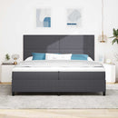 vidaXL Boxrugós ágy Sötétszürke és Fehér 200 x 200 cm Bársonyos szövet