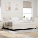 vidaXL Boxrugós ágy Krém és fehér 200 x 200 cm Bársonyos szövet