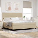 vidaXL Boxrugós ágy fejtámlával Világosszürke és fehér 200 x 200 cm