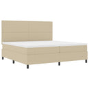 vidaXL Boxrugós ágy fejtámlával Világosszürke és fehér 200 x 200 cm