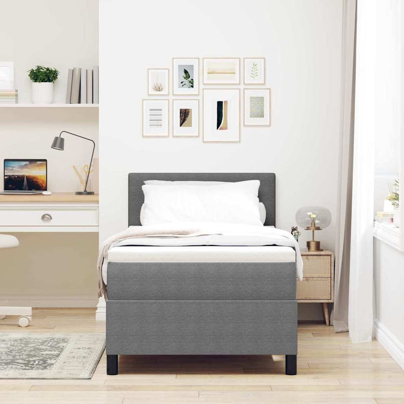 vidaXL Boxrugós ágy Világosszürke és fehér 203 x 80 x 88 cm