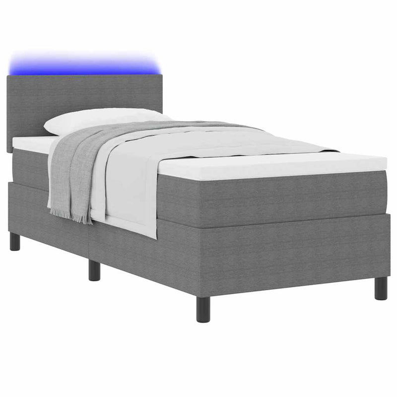 vidaXL Boxrugós ágy Világosszürke és fehér 203 x 80 x 88 cm